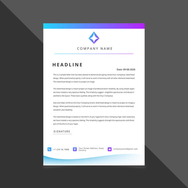 Gradient color creative Letterhead design template