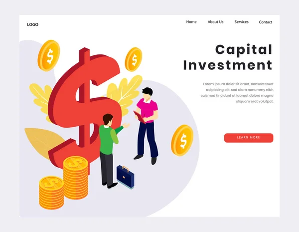 Koncepce kapitálové investice pro stránku přistání — Stockový vektor