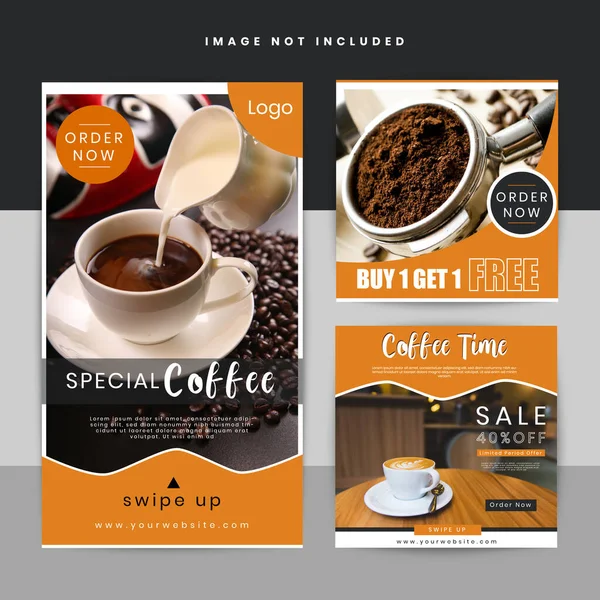 Café oferta instagram post história modelo — Vetor de Stock