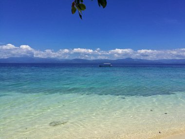 Beyaz Kum Plajı ve Moalboal turkuaz okyanus, Cebu, Filipinler