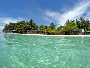 Beyaz Kum Plajı ve Moalboal turkuaz okyanus, Cebu, Filipinler