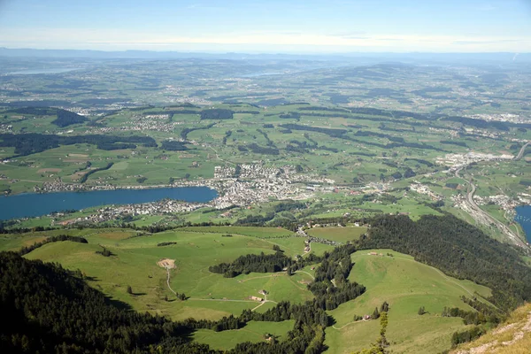 Vista Panorámica Del Paisaje Los Prados Lago Lucerna Con Lago — Foto de Stock