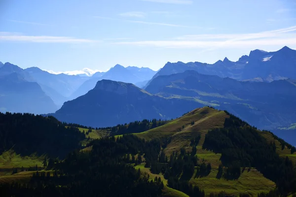 Vista Panorámica Del Paisaje Prados Cadenas Montañosas Con Valles Desde — Foto de Stock