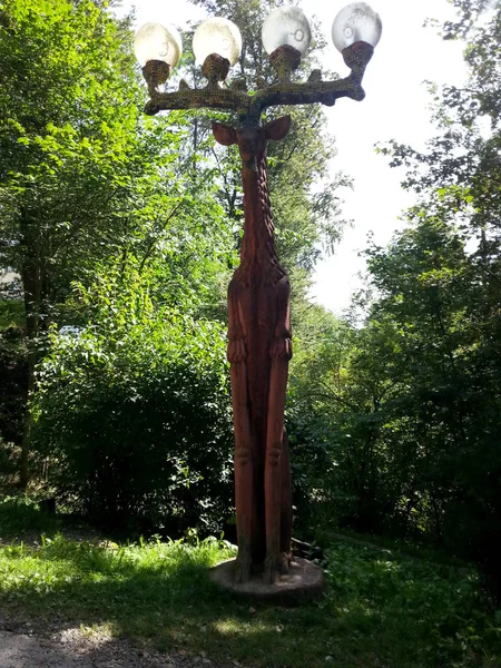 Una Lampada Forma Giraffa Sulla Rotta Escursionistica Fino Alla Cima — Foto Stock