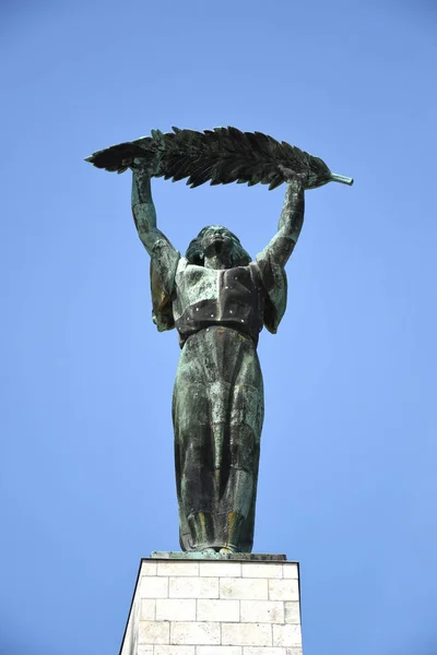 Вид Статую Свободы Цитадели Citadella Венгерское Слово Обозначающее Цитадель Своего — стоковое фото