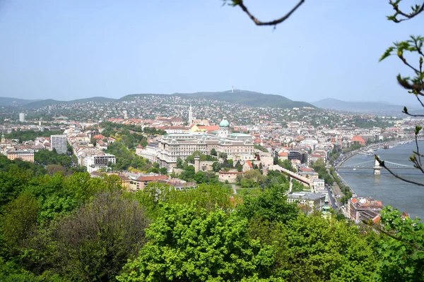 Vista Panorámica Aérea Del Castillo Buda Palacio Real Con Puente —  Fotos de Stock