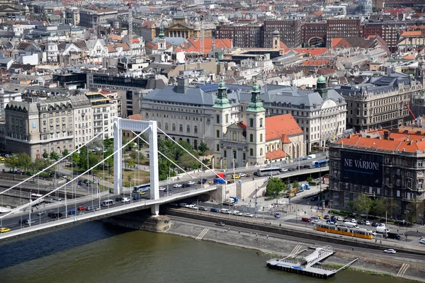 Budapest Hungría 2019 Vista Panorámica Ciudad Pest Danube Puente Elisabeth —  Fotos de Stock