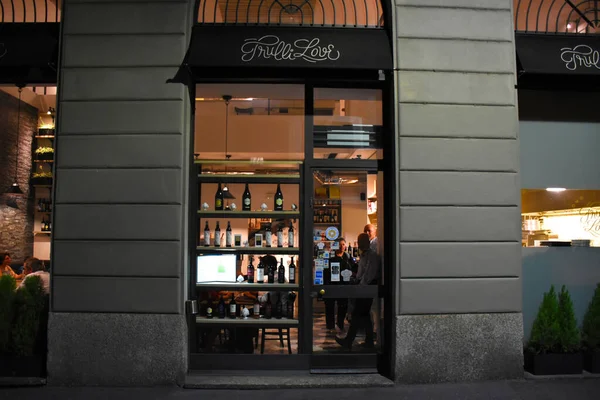 Milão Itália 2019 Entrada Frente Restaurante Trulli Love Durante Jantar — Fotografia de Stock