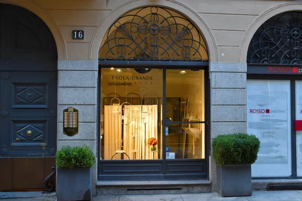 Milan Italie 2019 Devise Magasin Entrée Bijouterie Italienne Luxe Paola — Photo