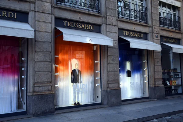 Milan Italy 2019 Trussardi Store Restaurant Side Display — стокове фото