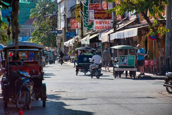 Siem Reap Kambodja 2020 Cityscape Bilder Gatorna Siem Reap Historiska — Stockfoto