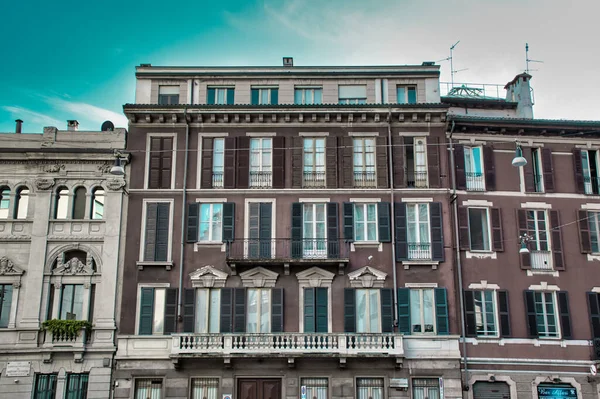 Milan Italy 2020 Tradition Italian Style Building Balconies Streets Milan — Stock Photo, Image