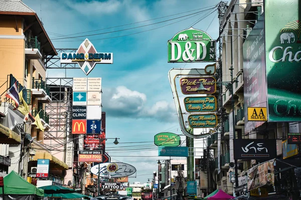 Bangkok Thailand 2020 Cityscape Bilder Dagsljus Den Berömda Khaosan Road — Stockfoto