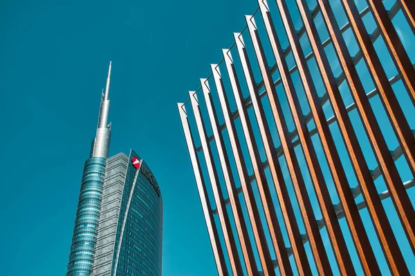 Milan Italy 2020 Unicredit Tower Wooden Decoration Coima Image Interior — Stock Photo, Image