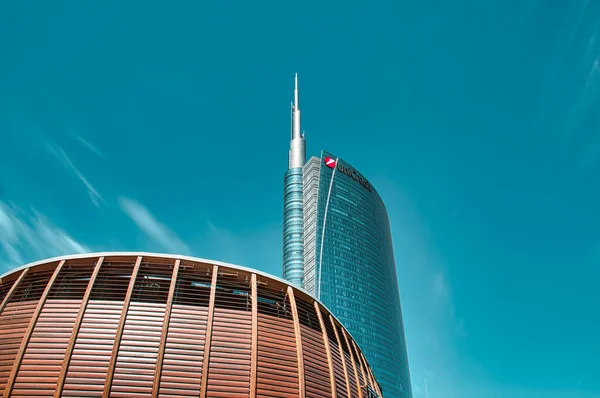 Milánó Olaszország 2020 Unicredit Torony Gae Aulenti Téren Unicredit Székhelye — Stock Fotó