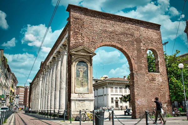 Milano Itália 2020 Colunas São Lourenço Colônia San Lorenzo Ruína — Fotografia de Stock