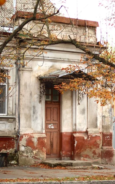 Eski bina ve sonbahar ağacı ile güzel sahne