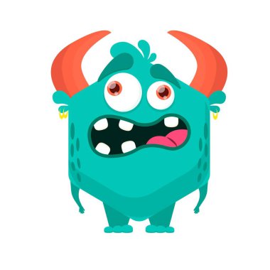 Tasarımınız için orijinal canavar karakteri. Kartpostallar, çıkartmalar, yazıcılar için mükemmel..