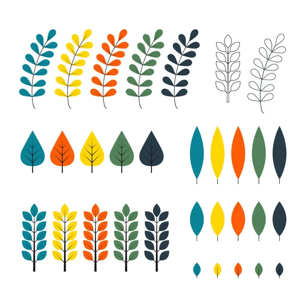 Leaf Set Your Design Перфект Открыток Идей Печати Текстур — стоковый вектор