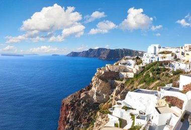 Yunanistan 'da güzel Santorini, Oia köyünden kaldera manzarası