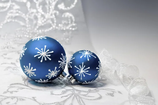 Blue Christmas decorations with silver ornament Stock Photo