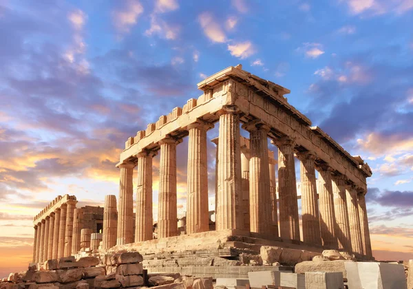 Parthénon sur l'Acropole à Athènes, Grèce au coucher du soleil — Photo