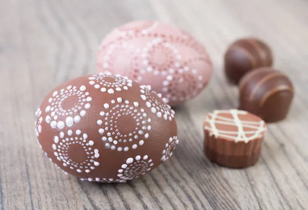 Easter eggs and chocolate truffle — Stock Photo, Image