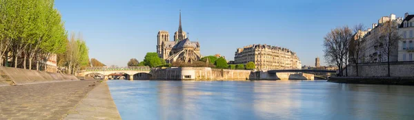 Paris, panorama Notre-Dame Katedrali ile Seine Nehri üzerinde — Stok fotoğraf