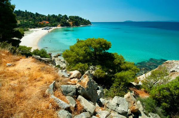 Bahía de arena, Sithonia, norte de Grecia — Foto de Stock