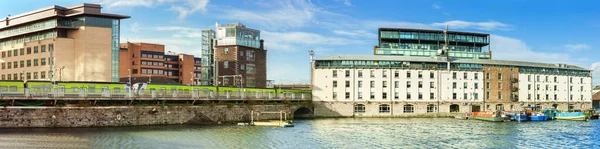 Refurbished part of Dublin Docklands or Silicon Docks, panorama — ストック写真