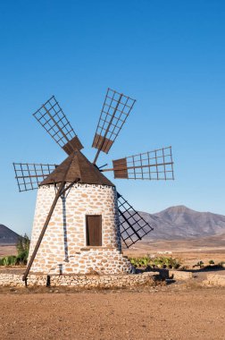 Historical windmill on Fuerteventura clipart