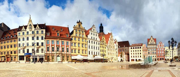 Panoramic image of Market Square in Wroclaw, Poland, Europe — Stock Photo, Image