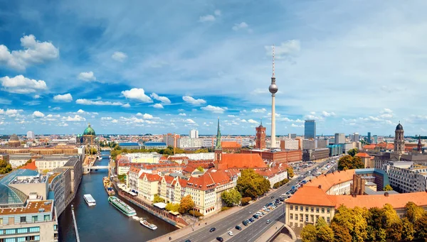 Вид Воздуха Центральный Берлин Светлый Летний День Включая Реку Шпрее — стоковое фото