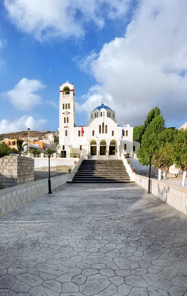 Kyrkan Emporio Santorini Grekland — Stockfoto