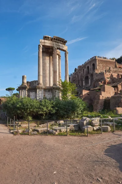 Ruins Roman Forum Forum Caesar Rome Italy Panoramic Image — Stock Photo, Image