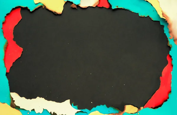 Panoramik Grunge Yanmış Kağıt Çerçeve Beyaz Sarı Kırmızı Yanık Kenarlı — Stok fotoğraf