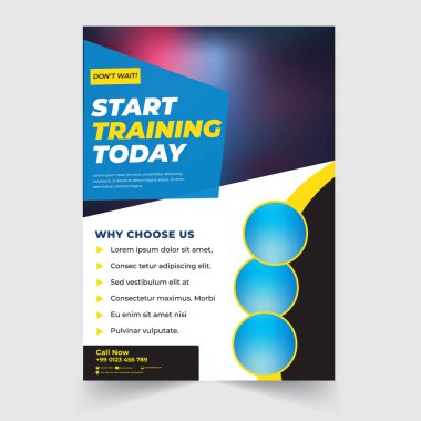 Gym Fitness Broşürü Broşür Şablonu. Spor ve fitness etkinlikleri için vektör düzeni tasarım şablonu.