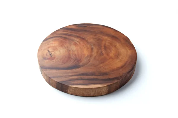 Drewniane okrągłe deska do krojenia na białym tle — Zdjęcie stockowe