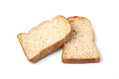 beyaz arka plan üzerinde izole ceviz ile Ekmek tost dilimleri
