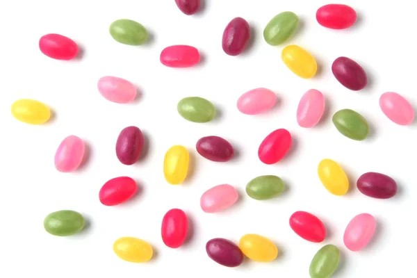Kolorowe Cukierki Żelki Rozprzestrzenia Się Białym Tle — Zdjęcie stockowe