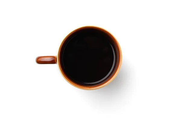 Taza de café caliente negro aislado sobre fondo blanco — Foto de Stock