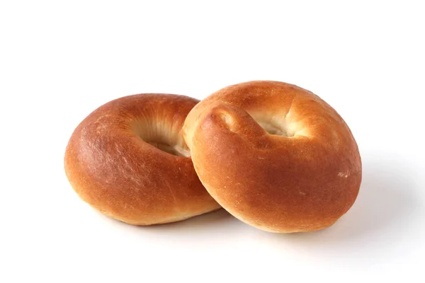 Plain bagels bread on white background — Stock Photo, Image