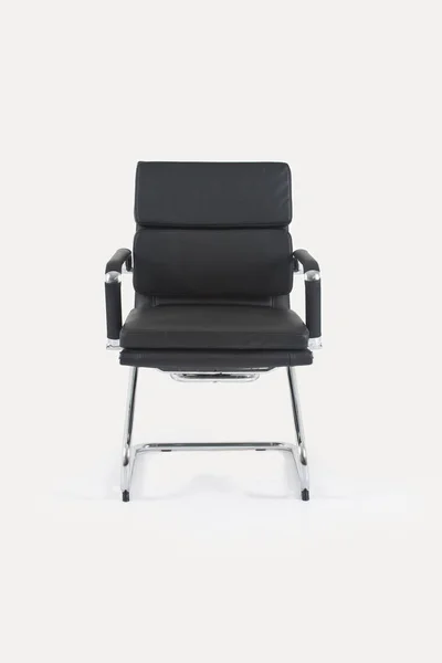 Krzesło Dla Gości Black Leather — Zdjęcie stockowe