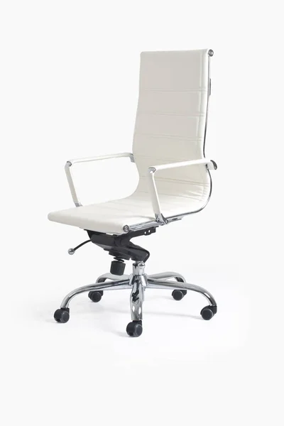 Krzesło Wykonawcze White Leather Office — Zdjęcie stockowe