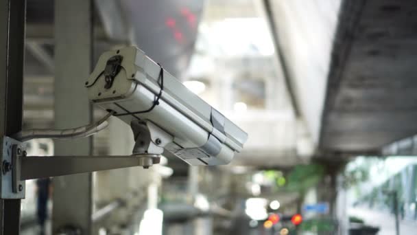 City Cctv Surveillance Street People Public Traffic Video — Stock Video