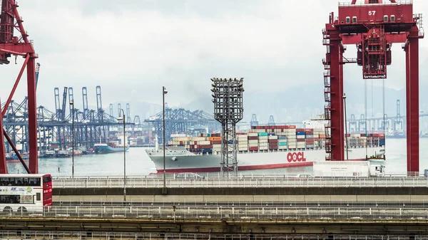 Hong Kong Avril 2016 Quai Expédition Fret Grue Principal Port — Photo
