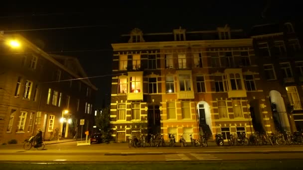 Amsterdam Niederlande April 2017 Abend Street View Des Lokalen Lebens — Stockvideo