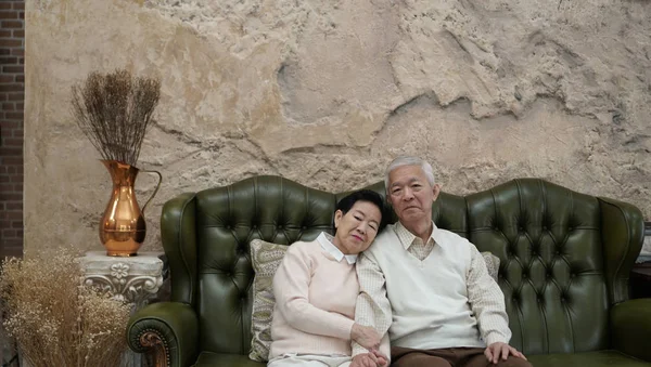 Ricos Asiático Sênior Pais Sentar Luxo Bela Casa — Fotografia de Stock