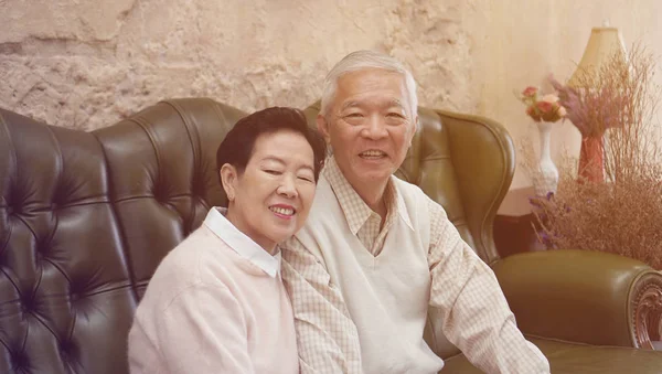Ricos Asiáticos Senior Padres Sentarse Lujo Hermosa Casa — Foto de Stock