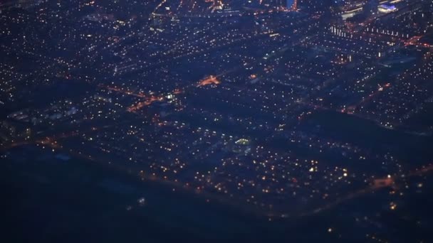 Amsterdam Ville Pays Bas Avion Vue Aérienne Crépuscule Nuit — Video